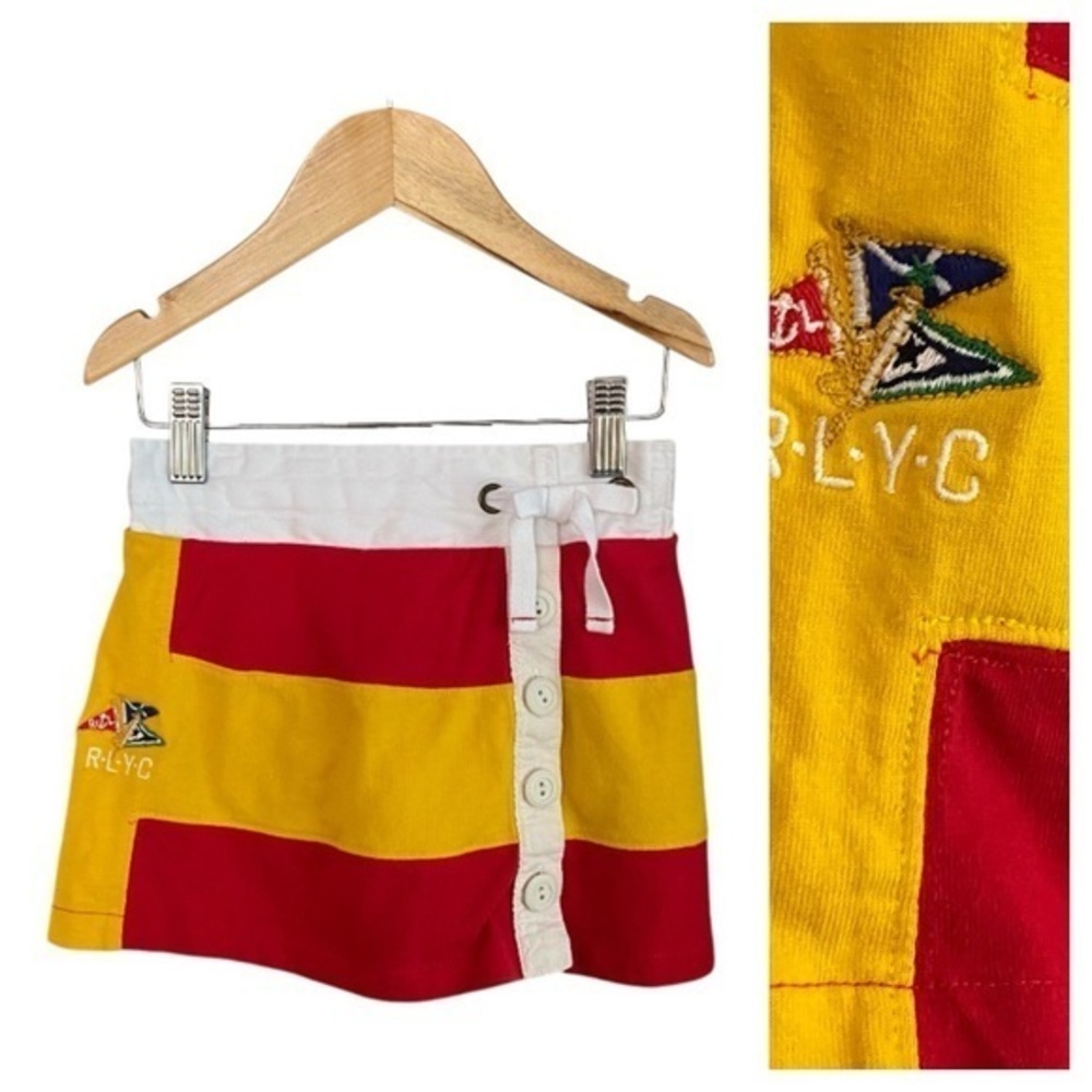 Ralph Lauren Sailing Yacht Club Yellow Red Rugby Stripe Skort Skirt
